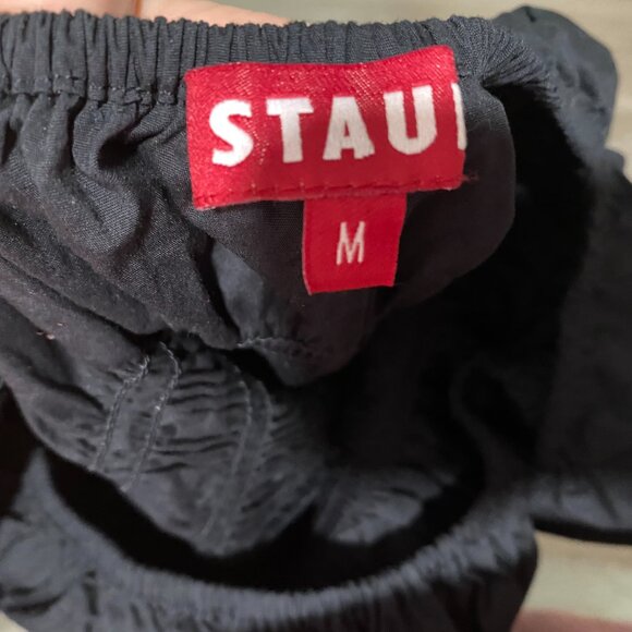 Staud Jules Puff Sleeve Peplum Smocked Y2K Peasant Cottage Cropped Cotton Top M - Picture 7 of 9